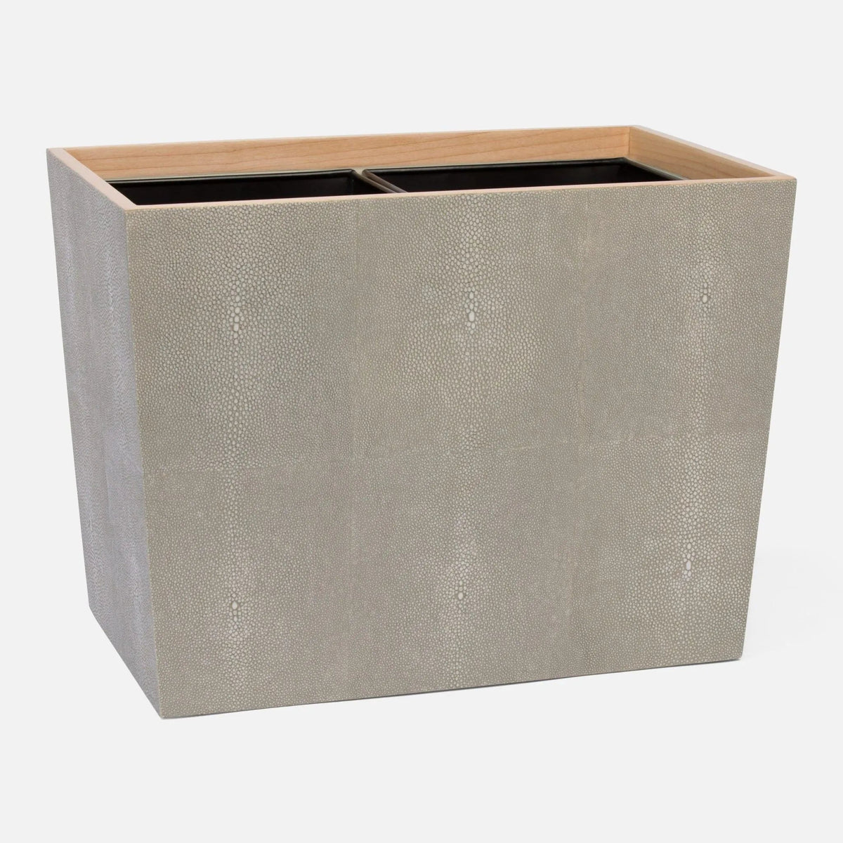 Pigeon and Poodle PP001024 Manchester Double Wastebasket in Sand Realistic Faux Shagreen