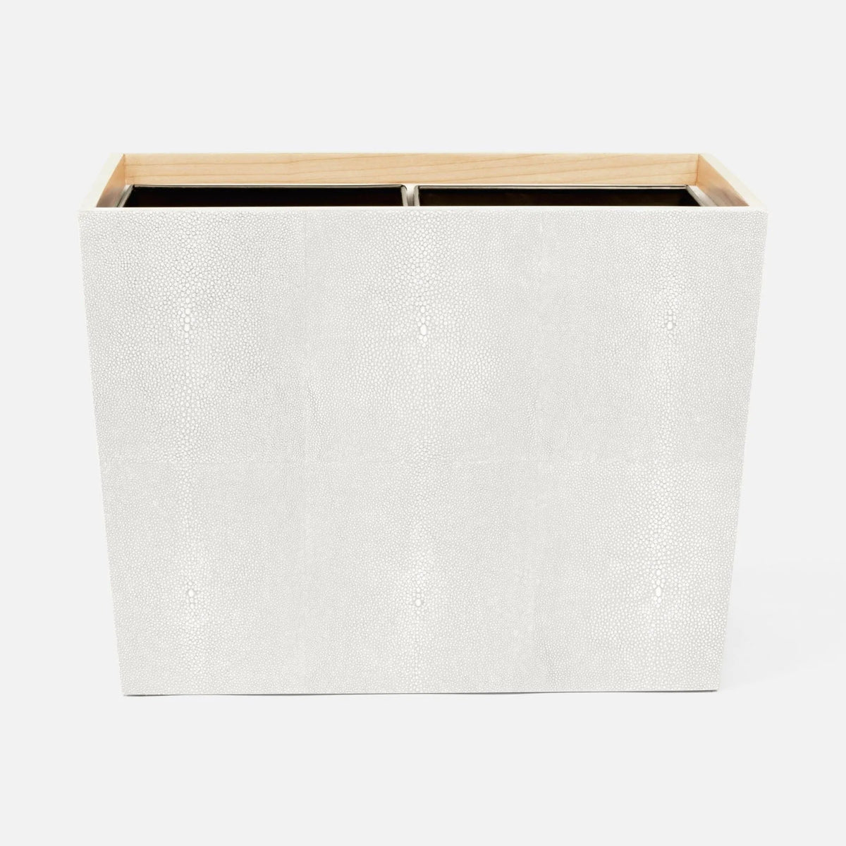 Pigeon and Poodle PP001051 Manchester Double Wastebasket in Snow Realistic Faux Shagreen