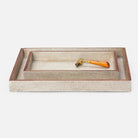 Pigeon and Poodle PP000961 Manchester Tray Set (10"L x 6"W x 1.5"H, 12.5"L x 9.5"W x 1.5"H) in Cool Gray Realistic Faux Shagreen