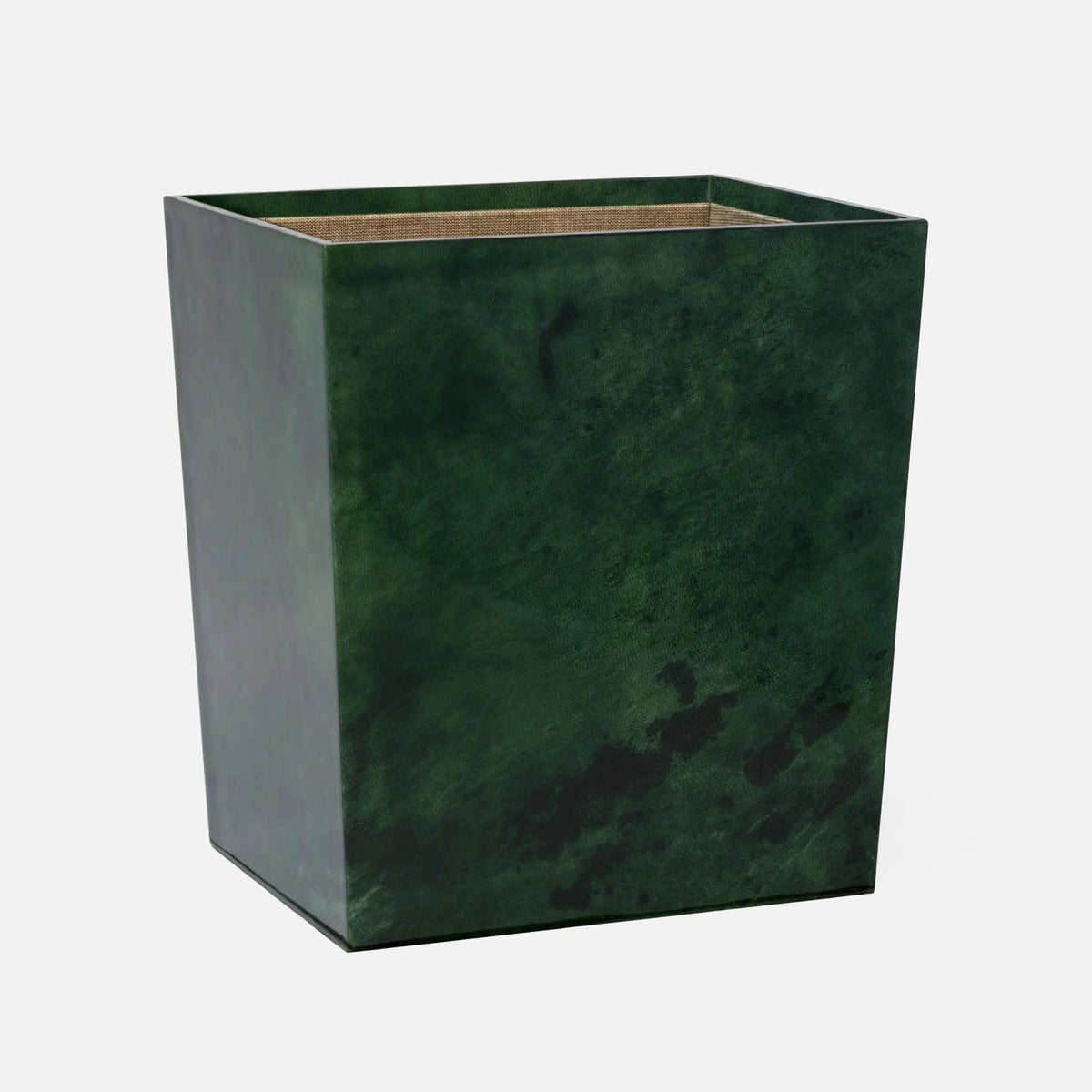 Pigeon and Poodle PP000400 Carlow Wastebasket in Emerald Gloss Vellum Leather