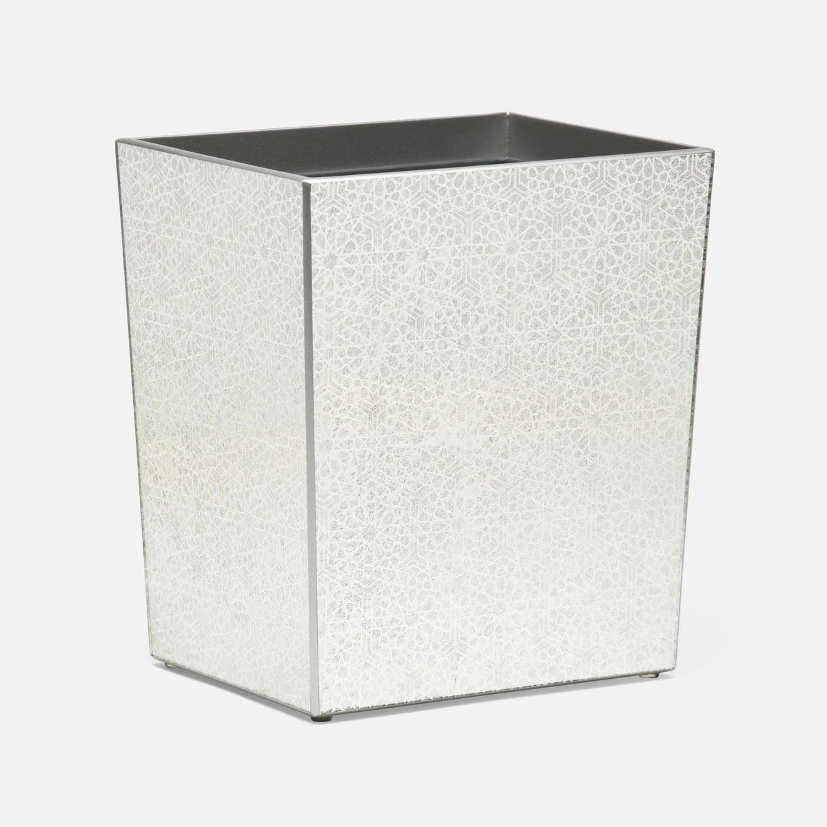 Pigeon and Poodle PP004158 Caro Wastebasket (Rectangular) in Silver Medallion Painted Mirror