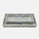 Pigeon and Poodle PP006314 Cortona Trays in Gray Shell/Brass Brass Mix