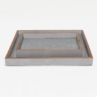 Pigeon and Poodle PP000931 Manchester Tray Set (10"L x 6"W x 1.5"H, 12.5"L x 9.5"W x 1.5"H) in Ash Gray Realistic Faux Shagreen