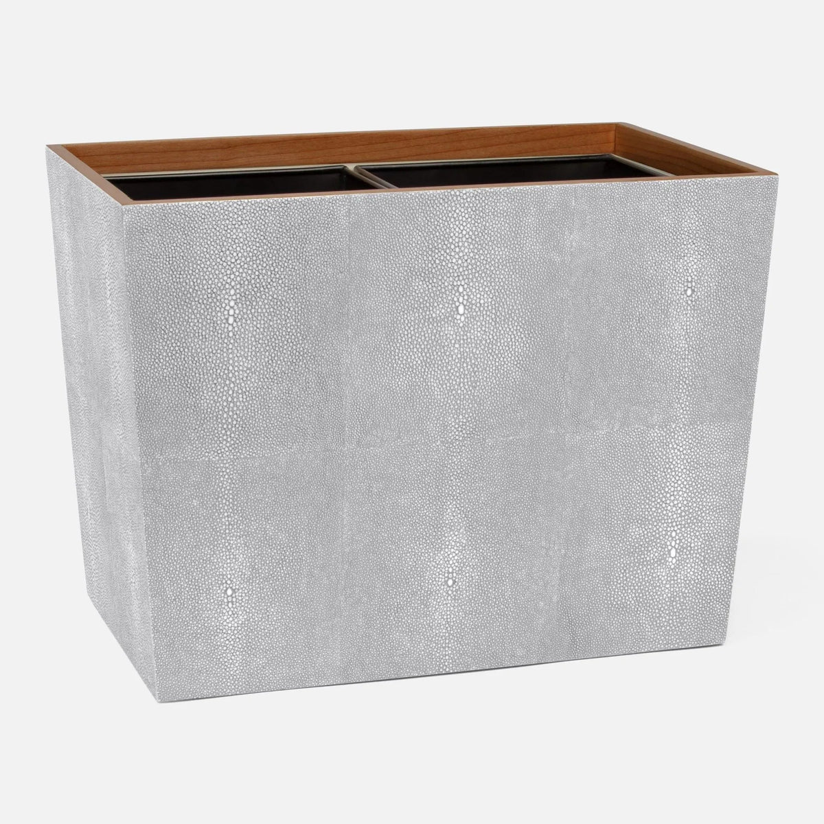 Pigeon and Poodle PP000934 Manchester Double Wastebasket in Ash Gray Realistic Faux Shagreen