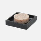 Pigeon and Poodle PP005210 Manchester Soap Dish (Square) in Black Realistic Faux Shagreen