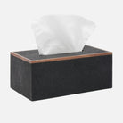 Pigeon and Poodle PP005213 Manchester Rectangular Tissue Box in Black Realistic Faux Shagreen