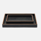 Pigeon and Poodle PP005215 Manchester Tray Set (10"L x 6"W x 1.5"H, 12.5"L x 9.5"W x 1.5"H) in Black Realistic Faux Shagreen