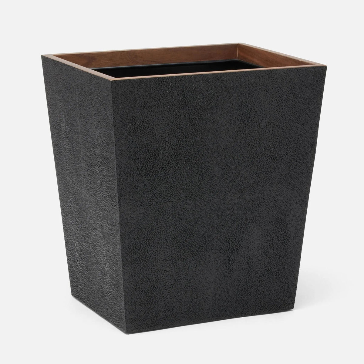 Pigeon and Poodle PP005222 Manchester Wastebasket (Rectangular) in Black Realistic Faux Shagreen