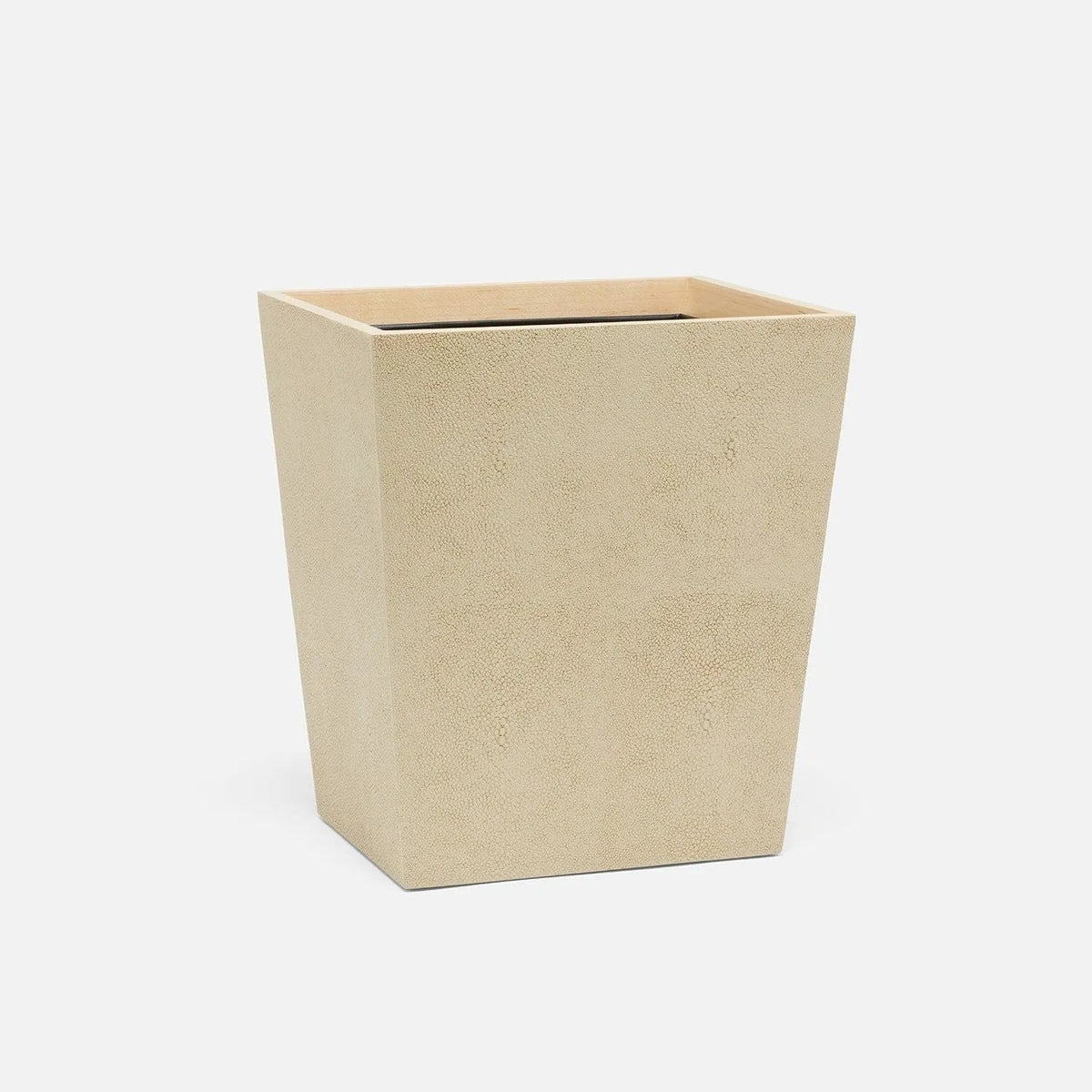 Pigeon and Poodle PP000980 Manchester Wastebasket (Rectangular) in Ivory Realistic Faux Shagreen