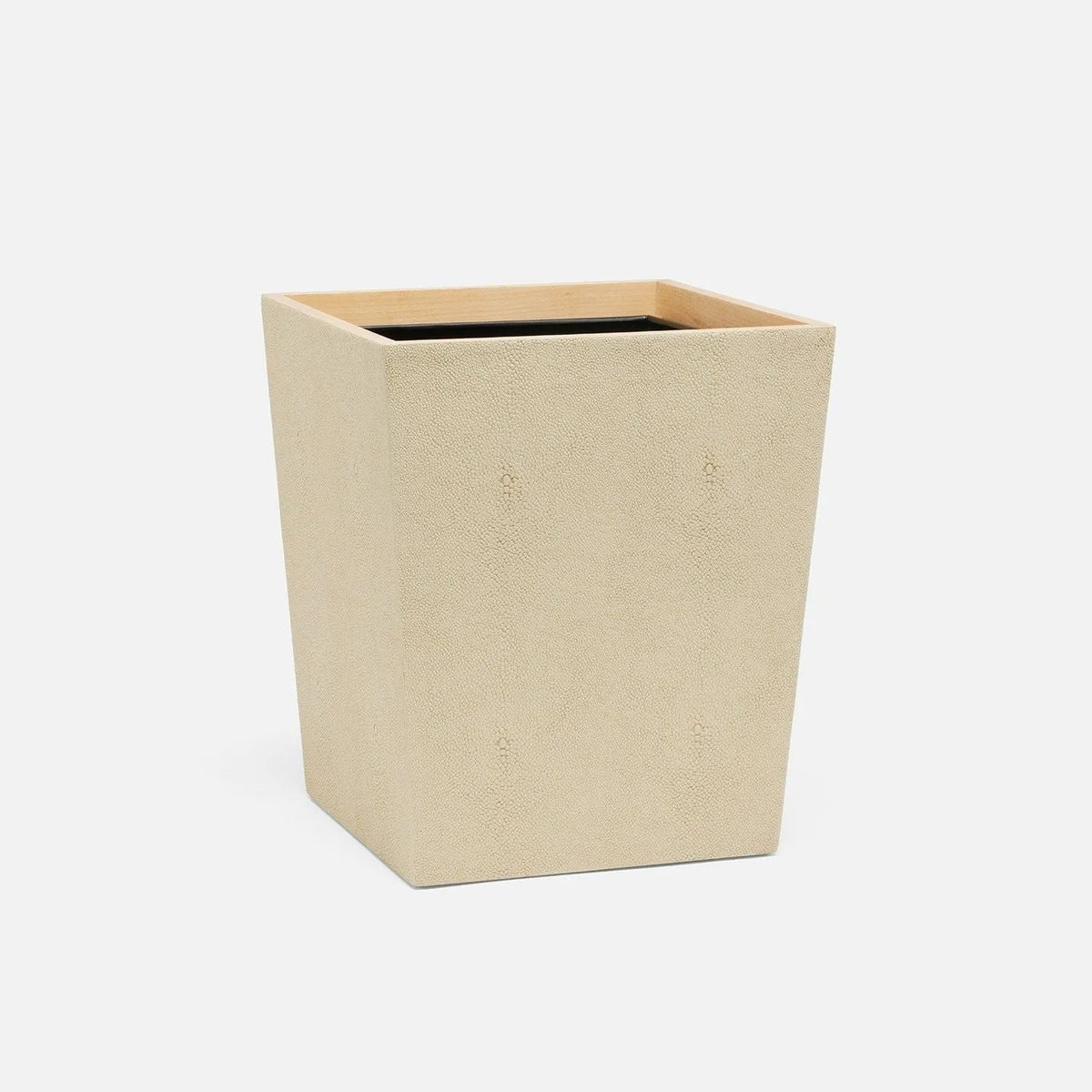 Pigeon and Poodle PP000981 Manchester Wastebasket (Square) in Ivory Realistic Faux Shagreen