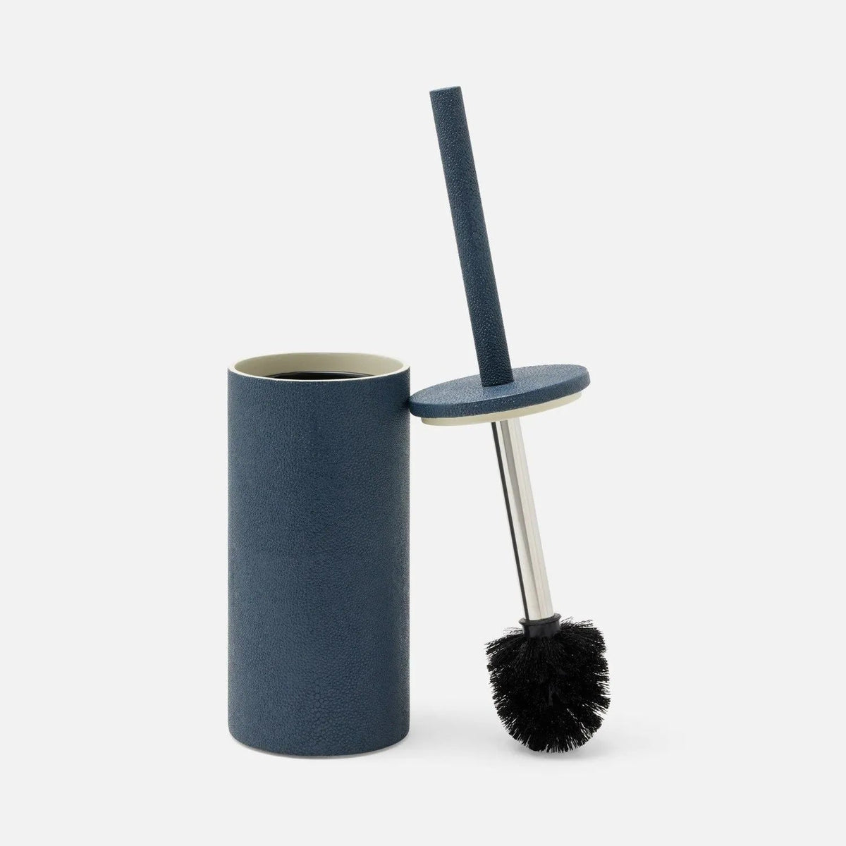 Pigeon and Poodle PP007126 Manchester Toilet Brush Holder in Navy Realistic Faux Shagreen