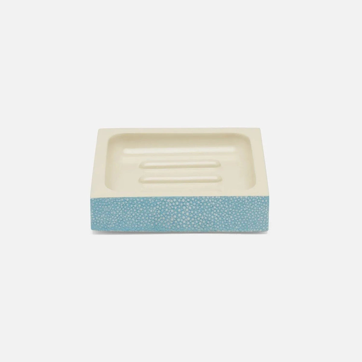 Pigeon and Poodle PP007627 Manchester Soap Dish (Square) in Powder Blue Realistic Faux Shagreen