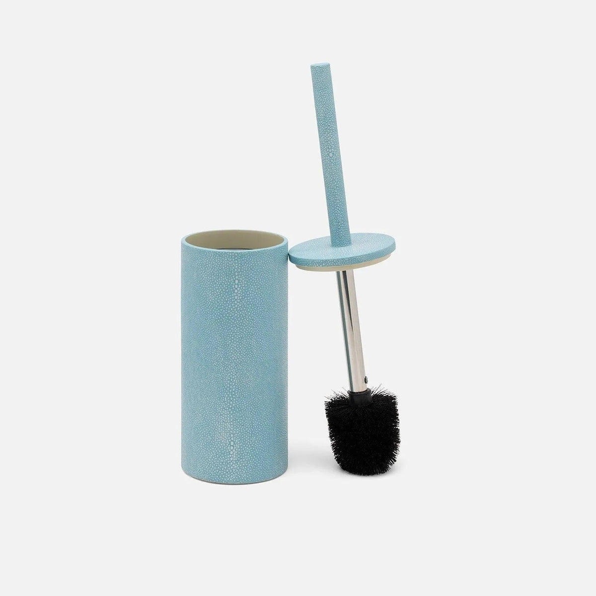Pigeon and Poodle PP007641 Manchester Toilet Brush Holder in Powder Blue Realistic Faux Shagreen