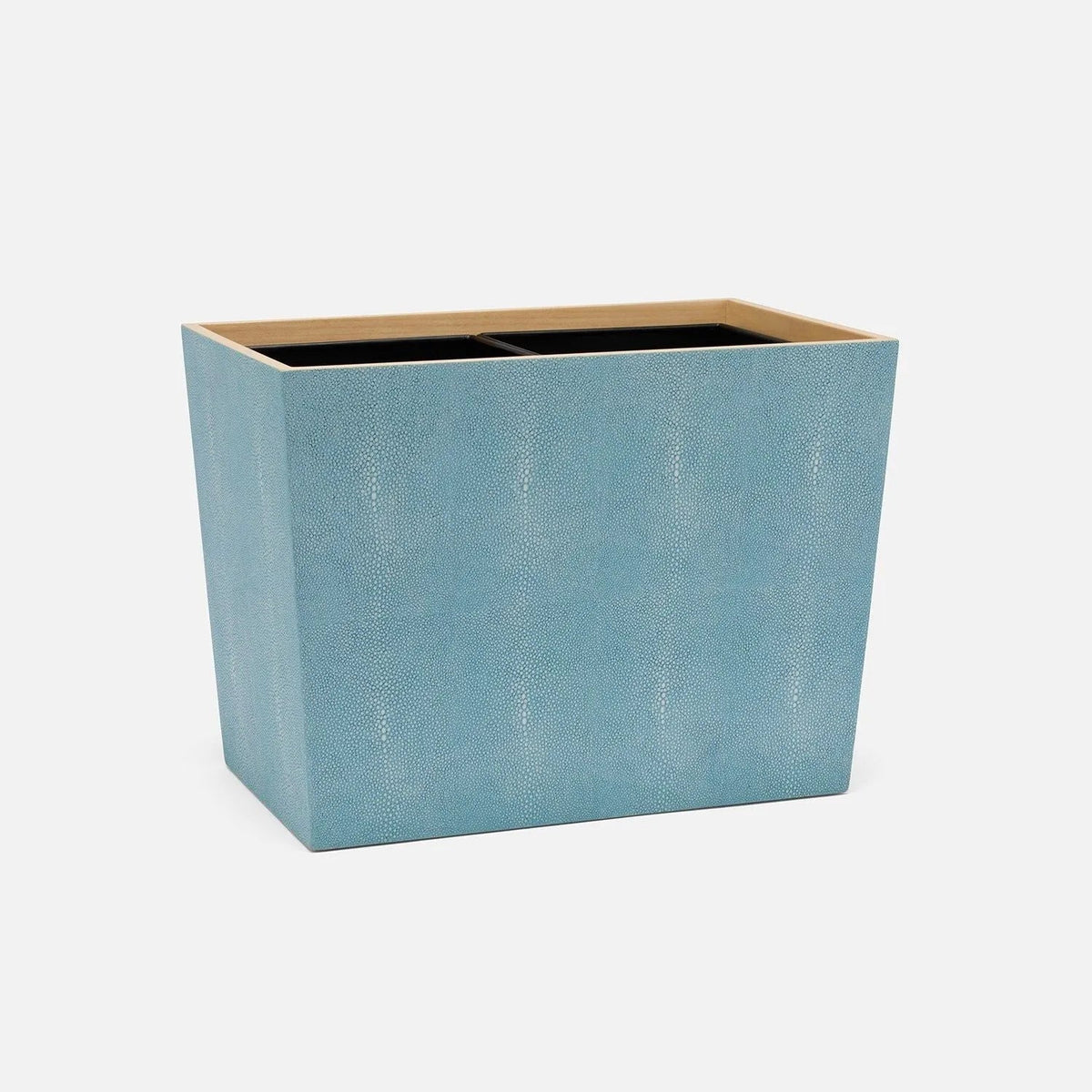 Pigeon and Poodle PP007640 Manchester Double Wastebasket in Powder Blue Realistic Faux Shagreen