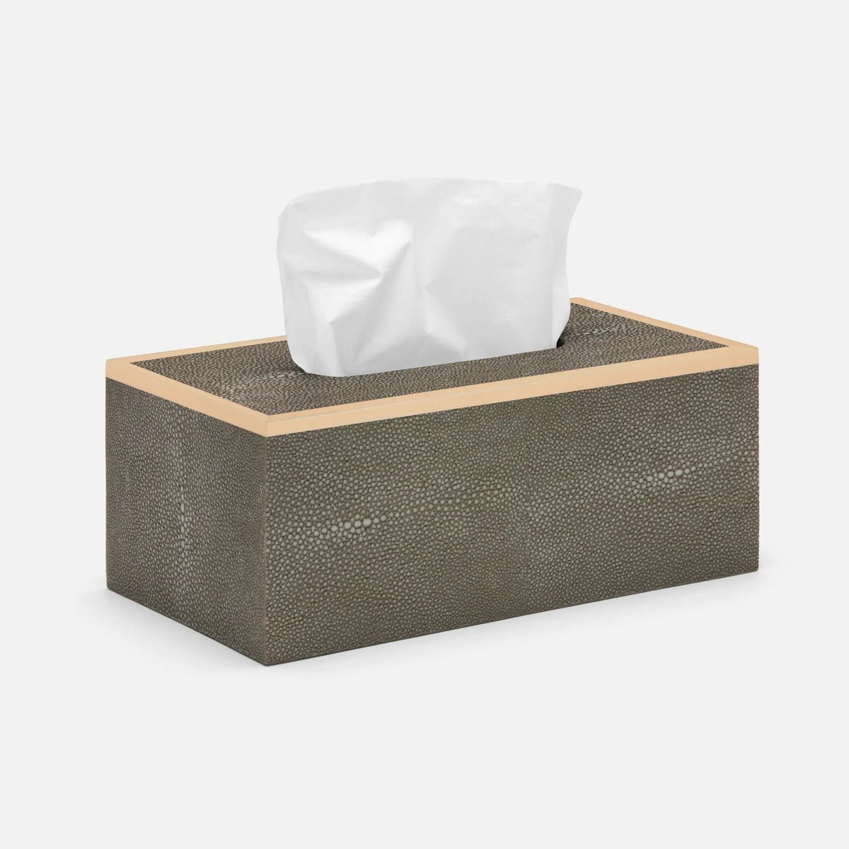 Pigeon and Poodle PP004385 Manchester Rectangular Tissue Box in Ash Gray Realistic Faux Shagreen