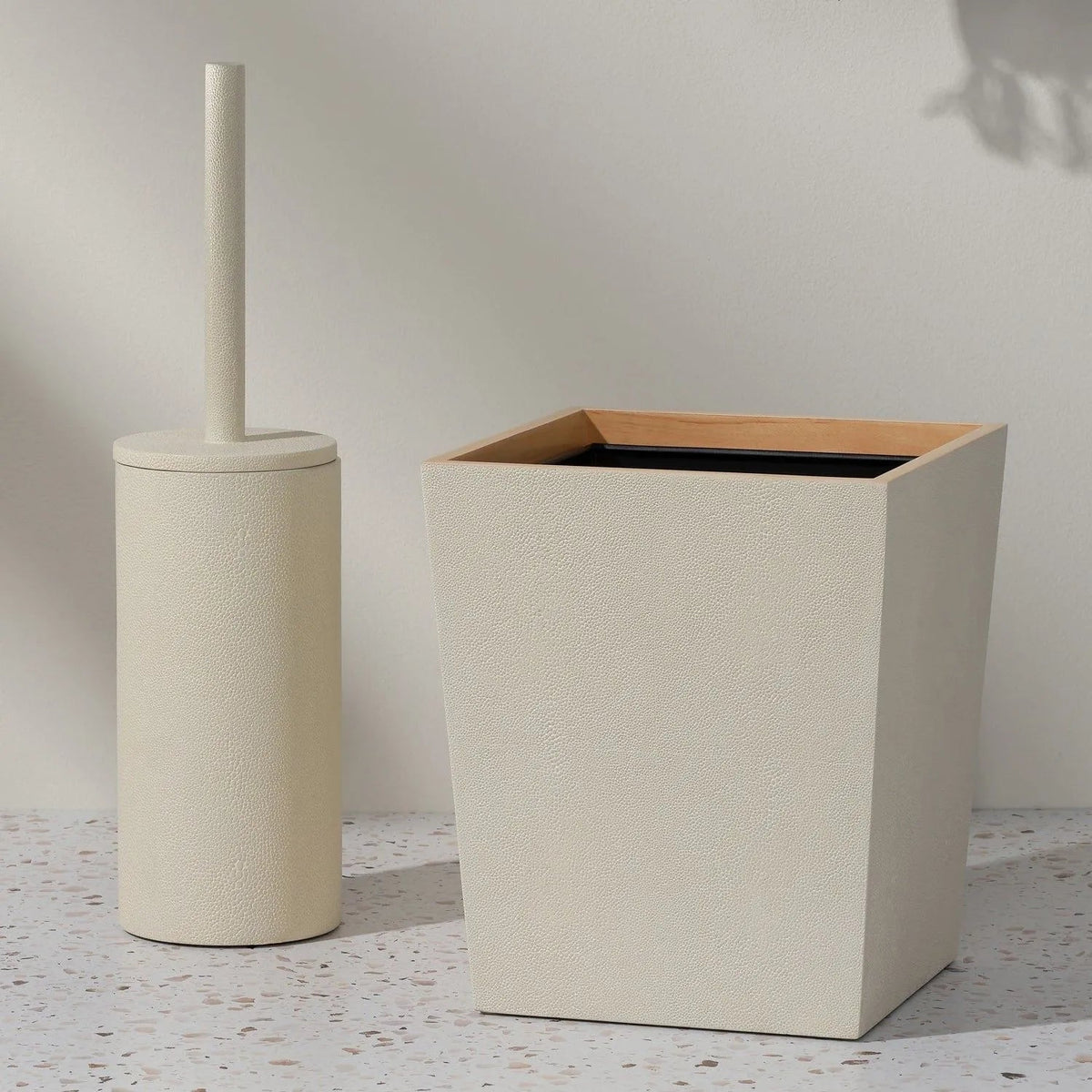 Pigeon and Poodle PP001052 Manchester Wastebasket (Rectangular) in Snow Realistic Faux Shagreen