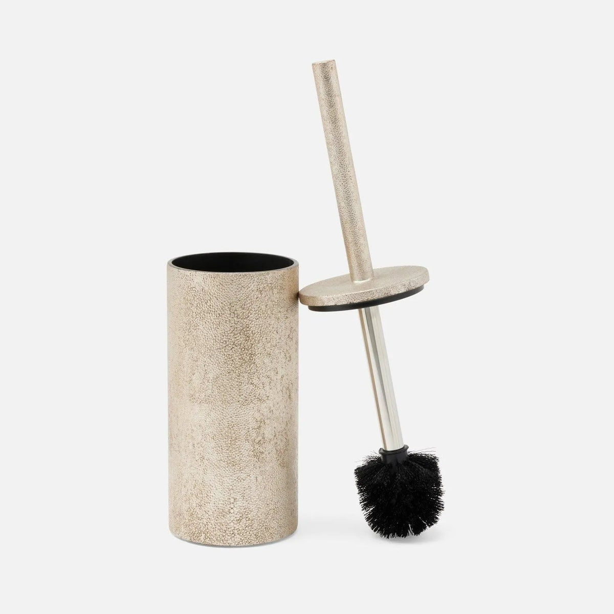 Pigeon and Poodle PP007127 Manchester Toilet Brush Holder in Warm Silver Realistic Faux Shagreen