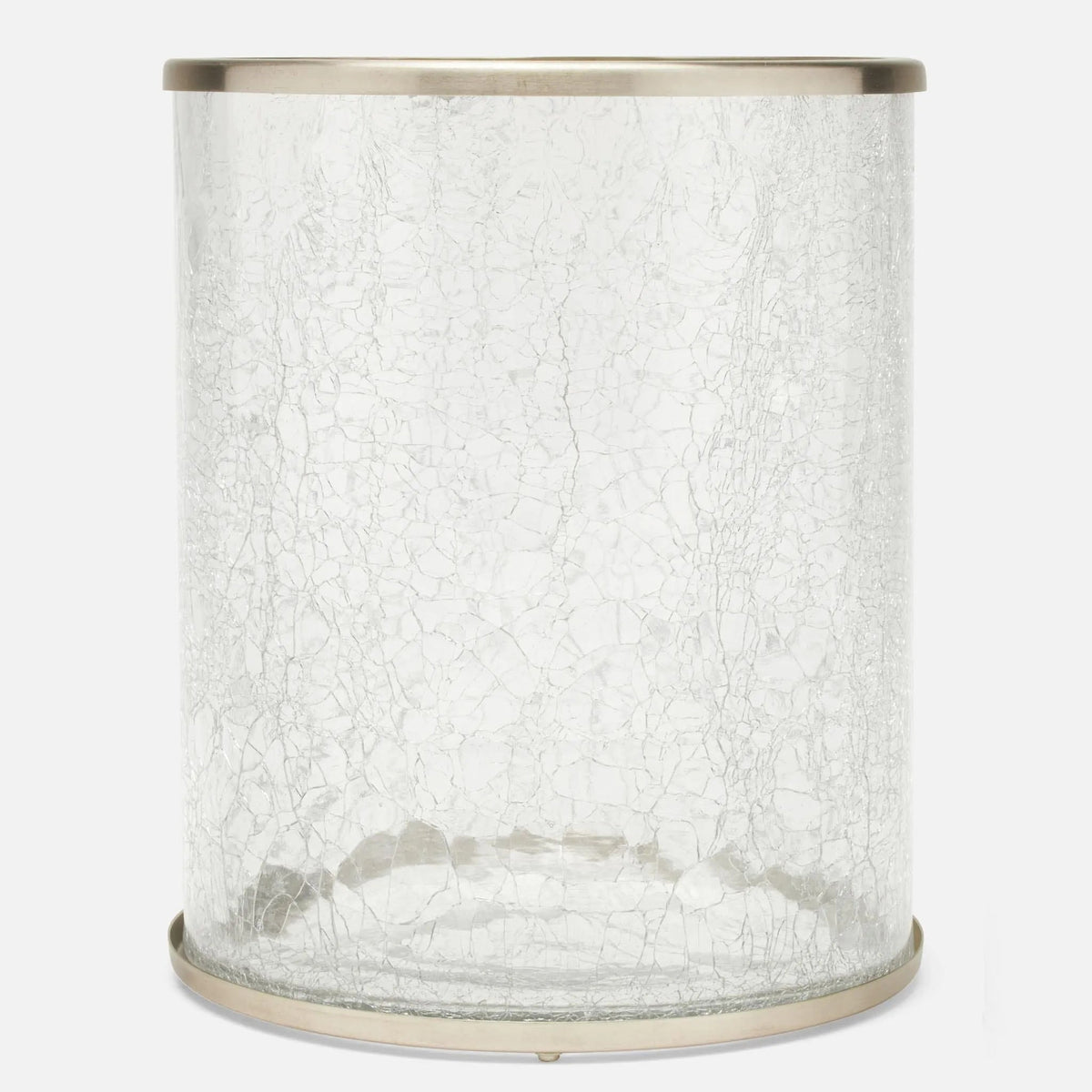 Pigeon and Poodle PP004894 Pomaria Wastebasket in Brushed Silver Glass/Stainless Steel