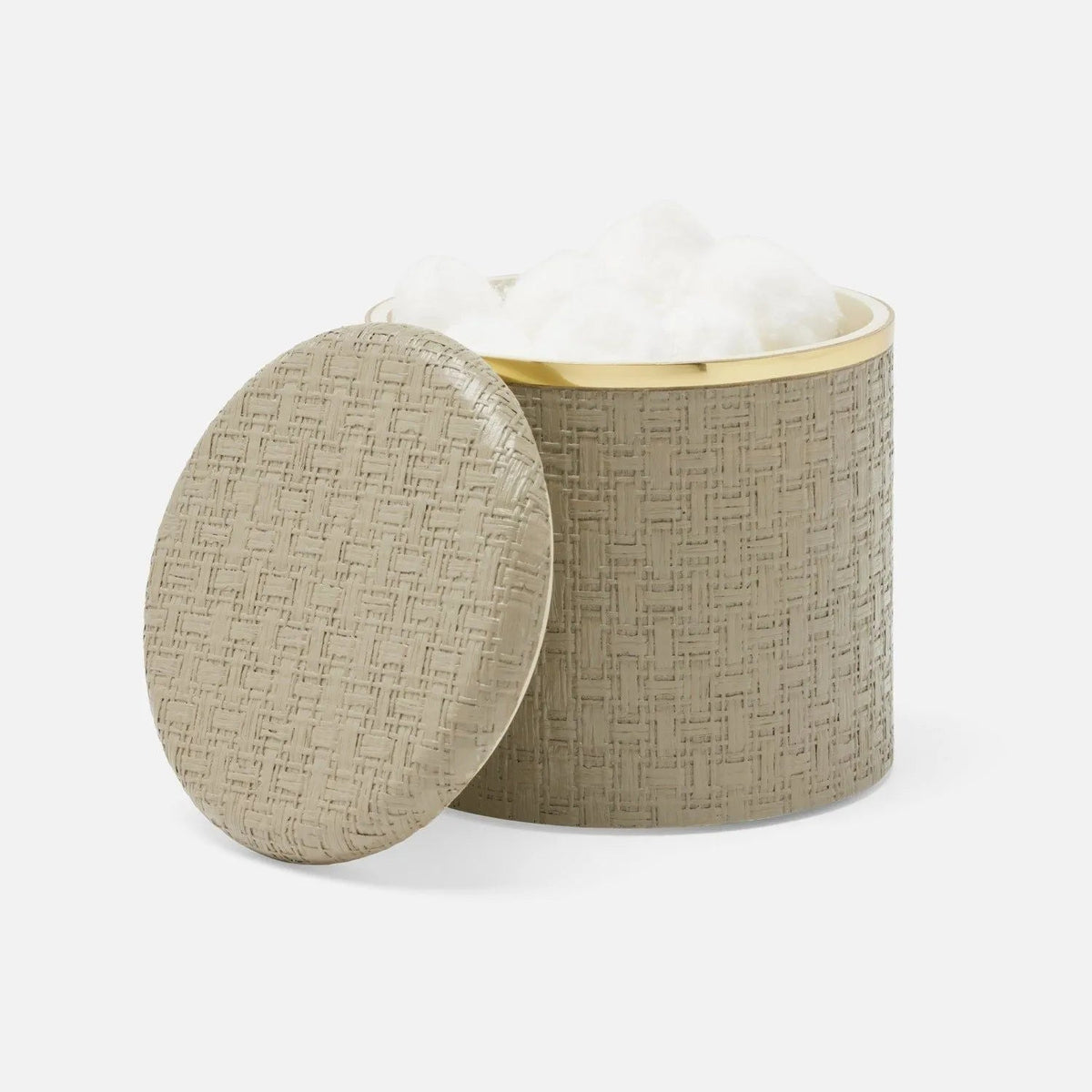 Pigeon and Poodle PP007111 Veria Canister (Large) in Desert Taupe Realistic Faux Rattan/Gold Brass