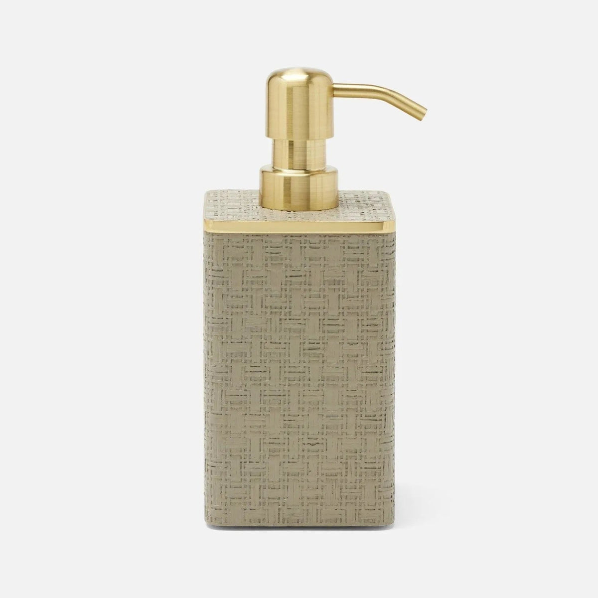 Pigeon and Poodle PP007114 Veria Soap Pump in Desert Taupe Realistic Faux Rattan/Gold Brass