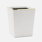 Pigeon and Poodle PP007106 Veria Wastebasket (Square) in Shiny White Realistic Faux Rattan/Gold Brass