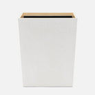 Pigeon and Poodle - PP006614 - Rosewell Wastebasket - Rosewell - Shiny White Realistic Faux Rattan/Sycamore Wood Veneer
