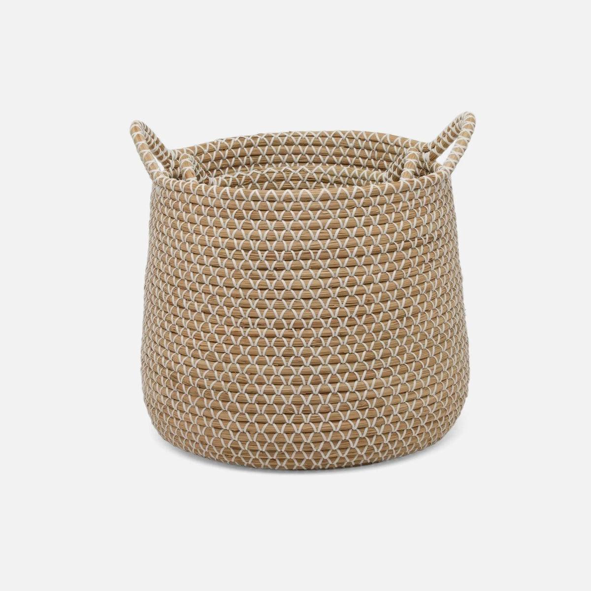 Pigeon and Poodle - PP005687 - Kendari Round Basket - Kendari - White/Natural Seagrass