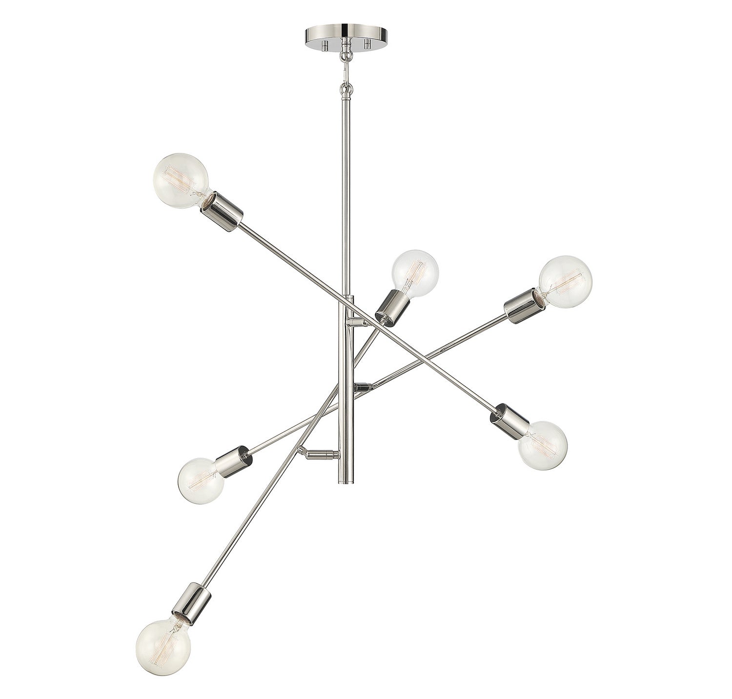Meridian M10084PN Six Light Chandelier in Polished Nickel