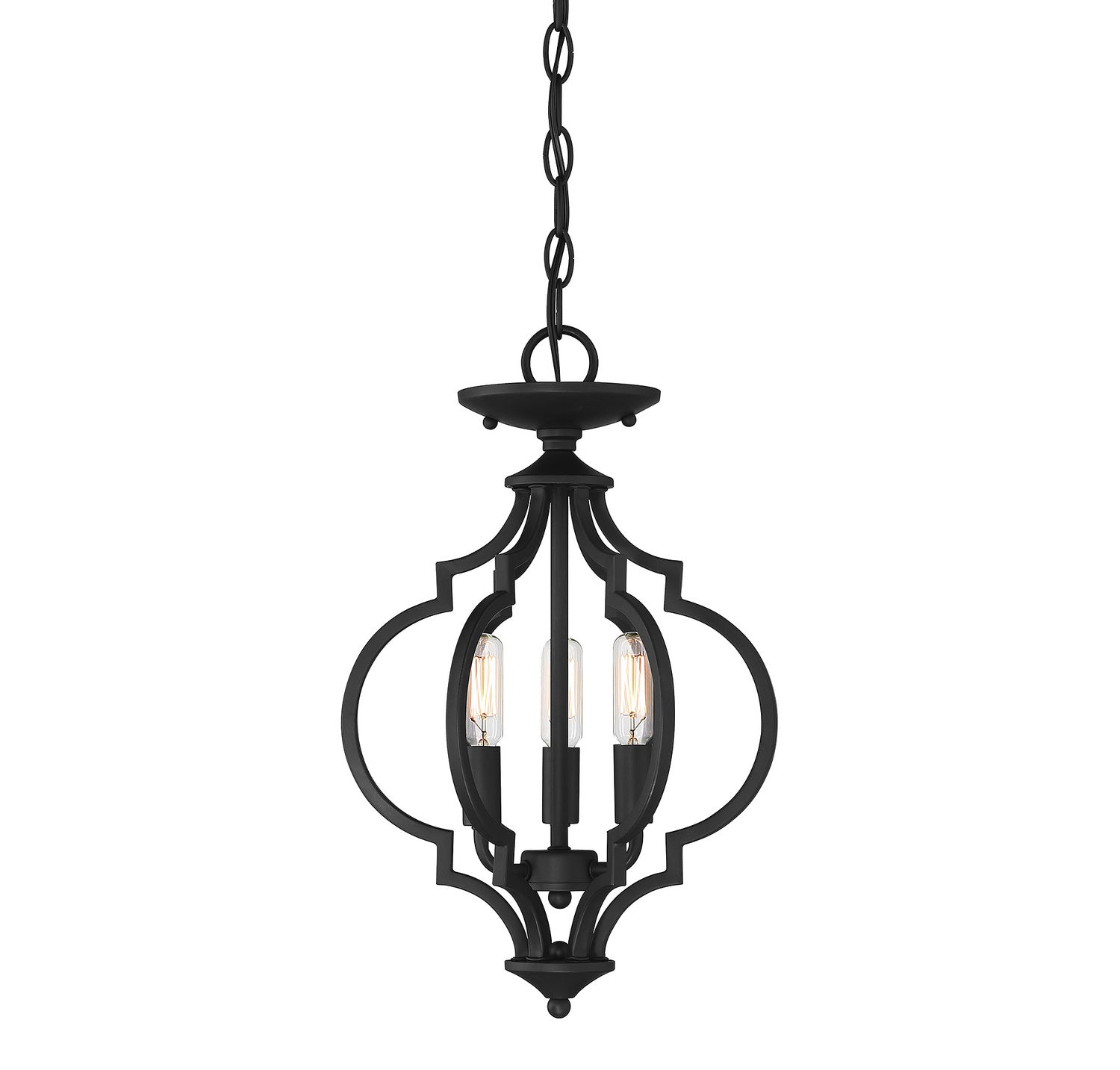 Meridian M60055MBK Three Light Semi-Flush Mount in Matte Black