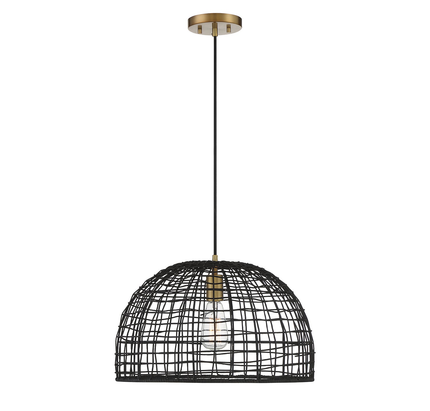 Meridian M70105BRNB One Light Pendant in Black with Natural Brass Accents