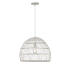 Meridian M70106WR One Light Pendant in White Rattan with a White Socket