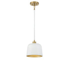 Meridian M70118WHNB One Light Pendant in White with Natural Brass