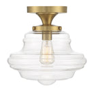 Meridian M60069NB One Light Semi-Flush Mount in Natural Brass