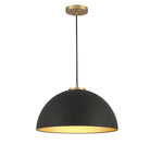 Meridian M7024MBKNB One Light Pendant in Matte Black with Natural Brass