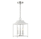 Meridian M30013WHPN Three Light Pendant in White with Polished Nickel