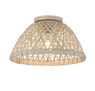 Meridian M60073NR One Light Flush Mount in Matte Black and Natural Rattan