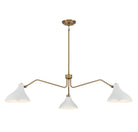 Meridian M7019WHNB Three Light Pendant in White with Natural Brass