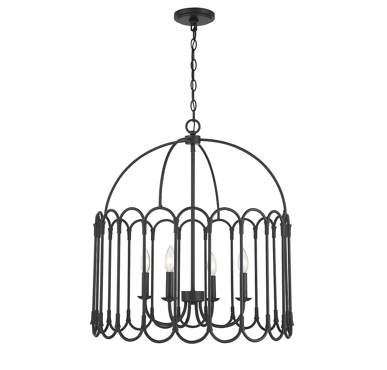 Meridian M7029MBK Four Light Pendant in Matte Black