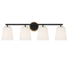 Meridian M80079MBKNB Four Light Bathroom Vanity in Matte Black and Natural Brass