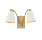 Meridian M90076WHNB Two Light Wall Sconce in White with Natural Brass