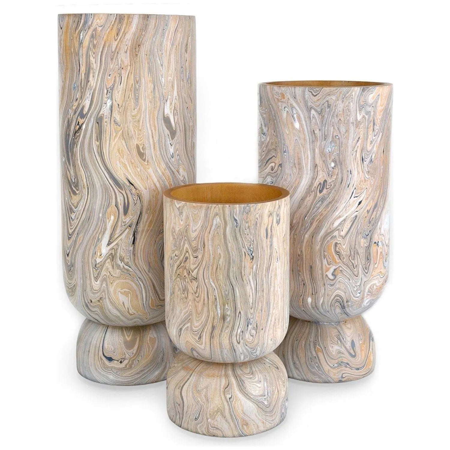 Currey and Company - 1200-0739 - Vase Set of 3 - London Sky - Dark Brown/Natural