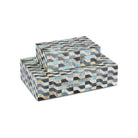Currey and Company - 1200-0763 - Box Set of 2 - Ezra - Blue/Natural/Linen