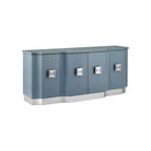 Currey and Company - 3000-0281 - Credenza - Maya - Lacquered Blue Linen/Washed Mahogany/Polished Stainless Steel