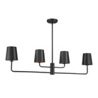 Meridian M100127MBK Four Light Linear Chandelier in Matte Black