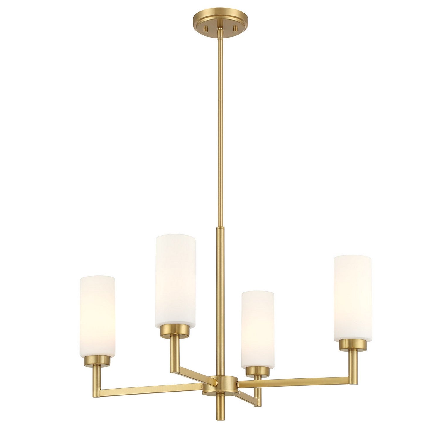 Meridian M100129NB Four Light Chandelier in Natural Brass