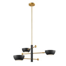 Meridian M100143MBKNB Three Light Chandelier in Matte Black and Natural Brass