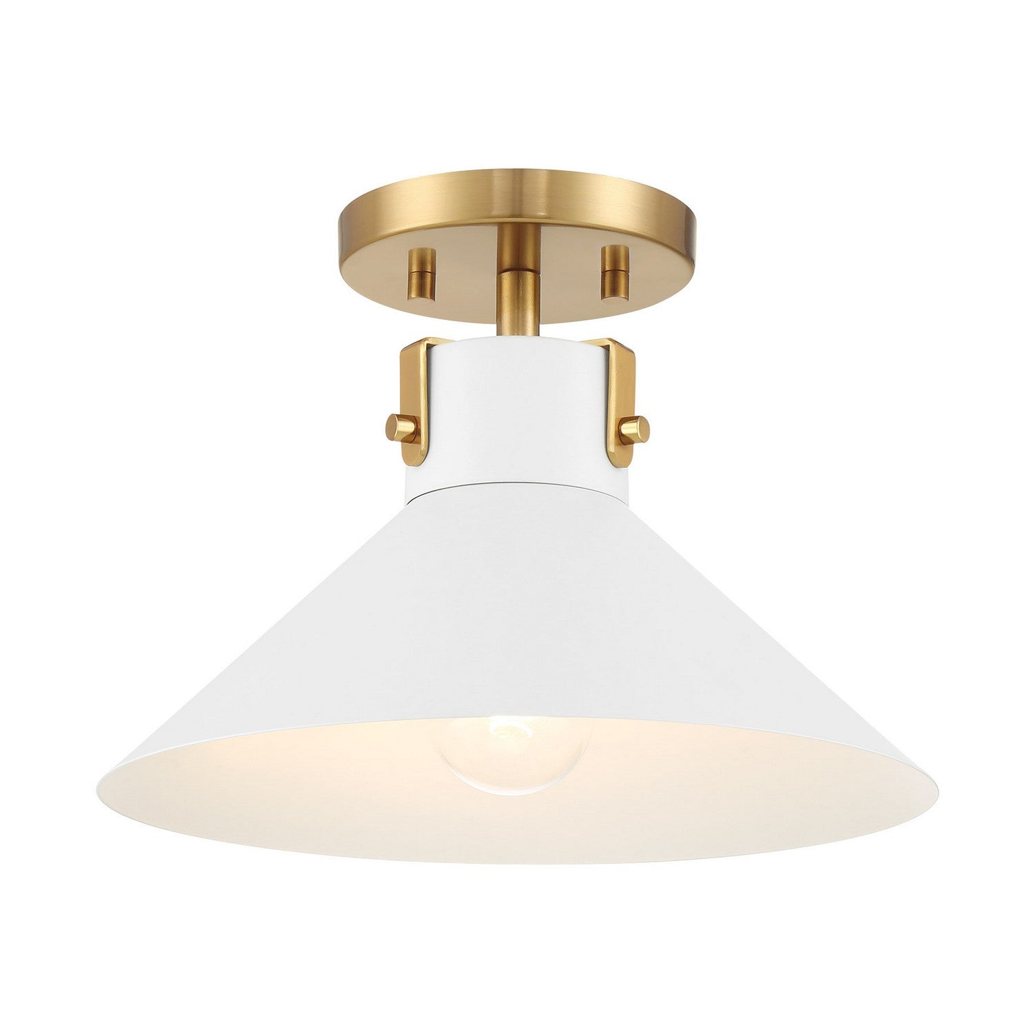 Meridian M60078WHNB One Light Semi-Flush Mount in White and Natural Brass