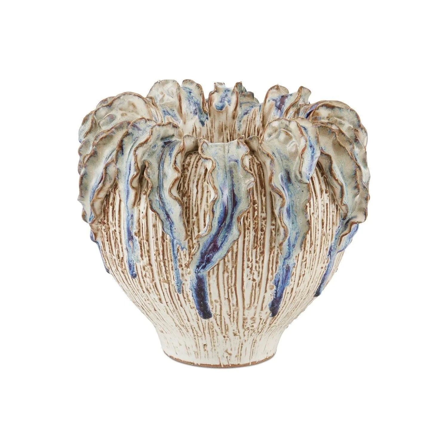 Currey and Company - 1200-0963 - Vase - Tropical Crown - Ivory / Reactive Blue