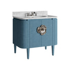 Currey and Company 3800-0015 Briallen 36" Vanity with Oval Undermount Sink in Laquered Blue Linen/Natural/White/Polished Nickel