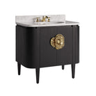 Currey and Company 3800-0017 Briallen 36" Vanity with Oval Undermount Sink in Caviar Black/Natural/White/Light Antique Brass